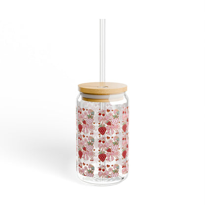 Strawberries and Flowers Sipper Glass 16oz